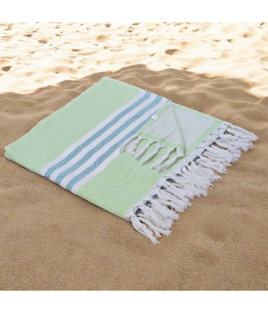 Pastel Limes - Cotton Hammam Beach Towel with reversible Toweling